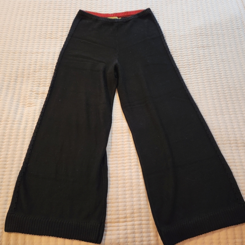 Vintage Wide Leg Black Pants Jacques Ruc Wool Acrylic L